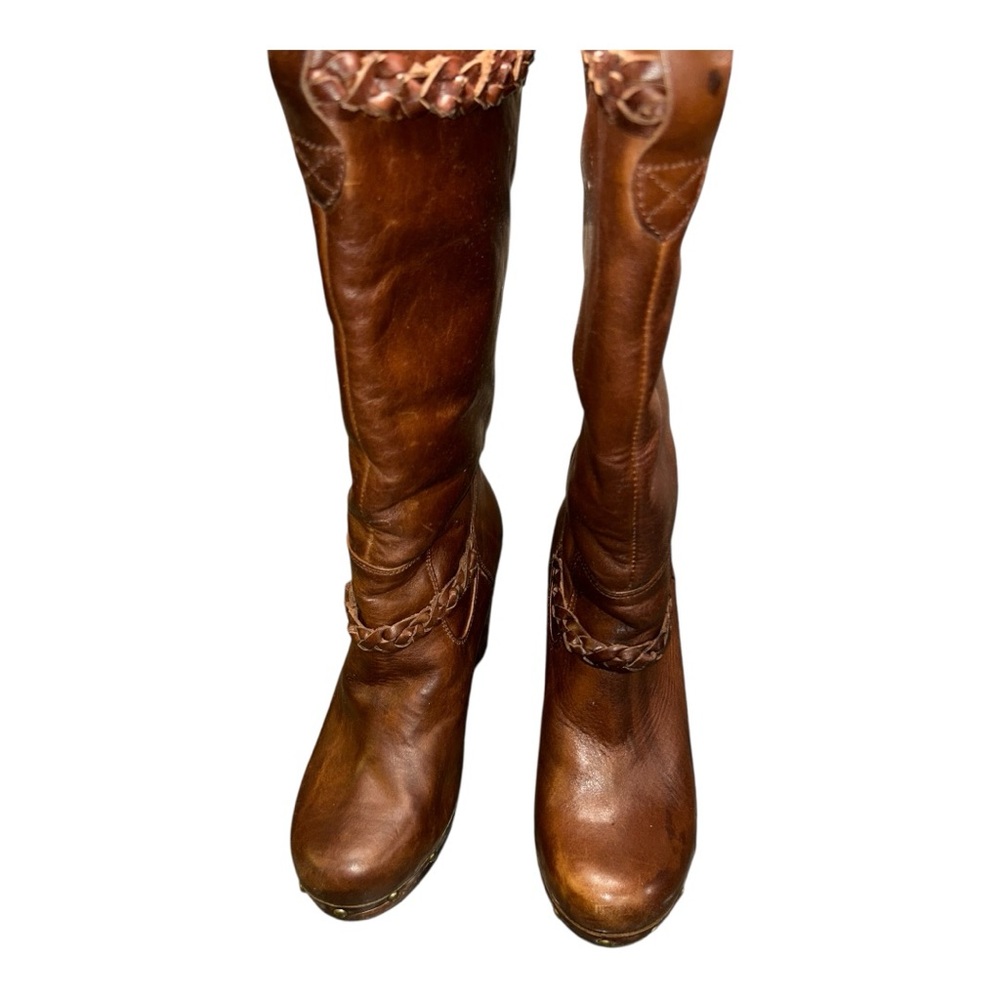 UGG Brown Heeled Boots with Braided Accent - Picture 13 of 16